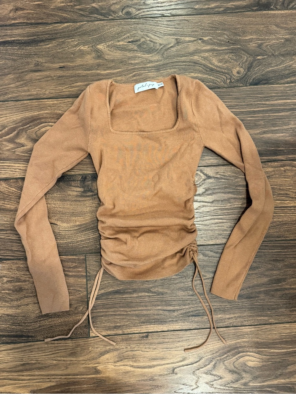 Petal & Pup Women's Tan Long-Sleeve Square Neck Top - Size S/M
